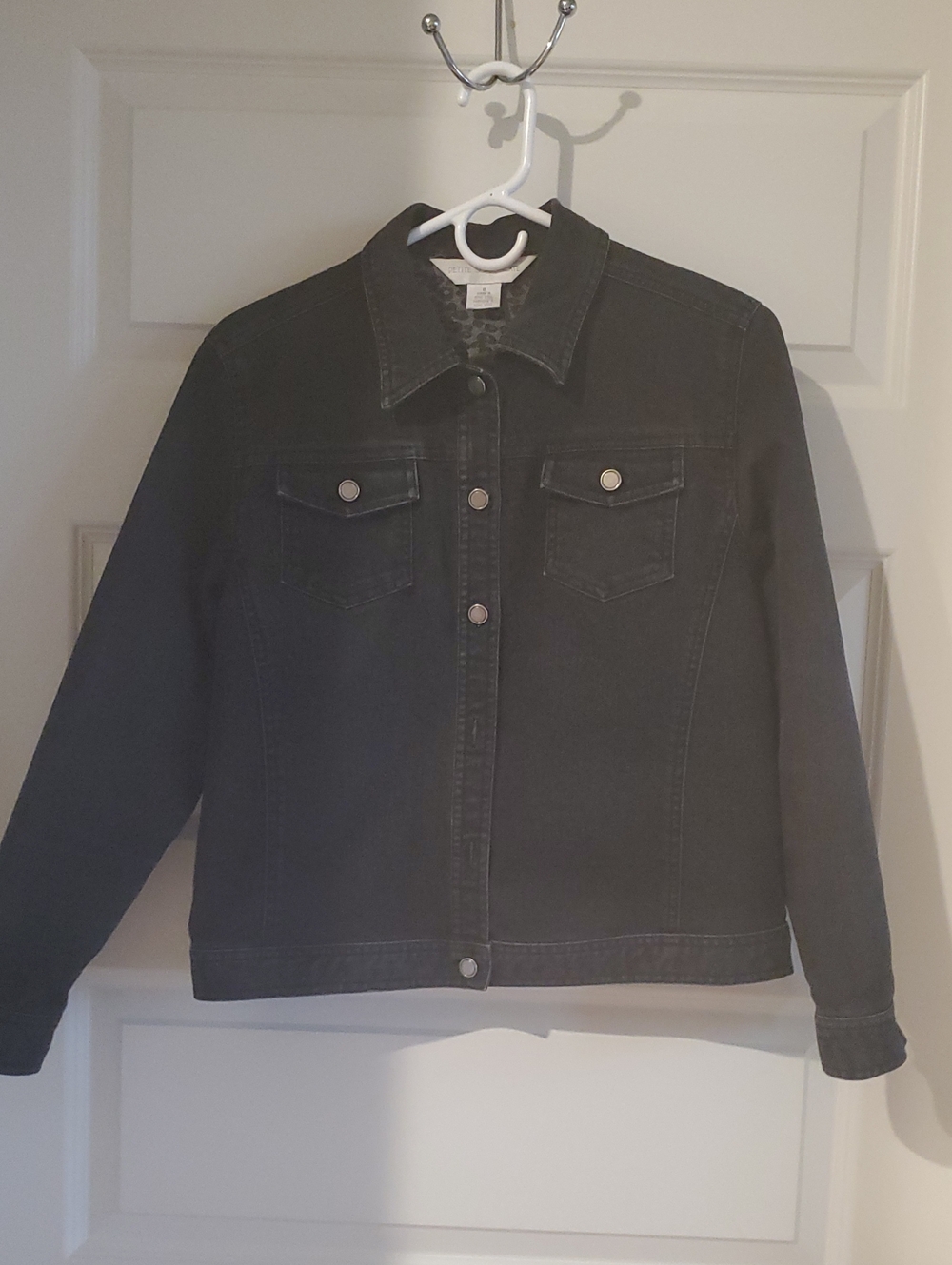 Petite Sophisticate Black Denim Jean Jacket
